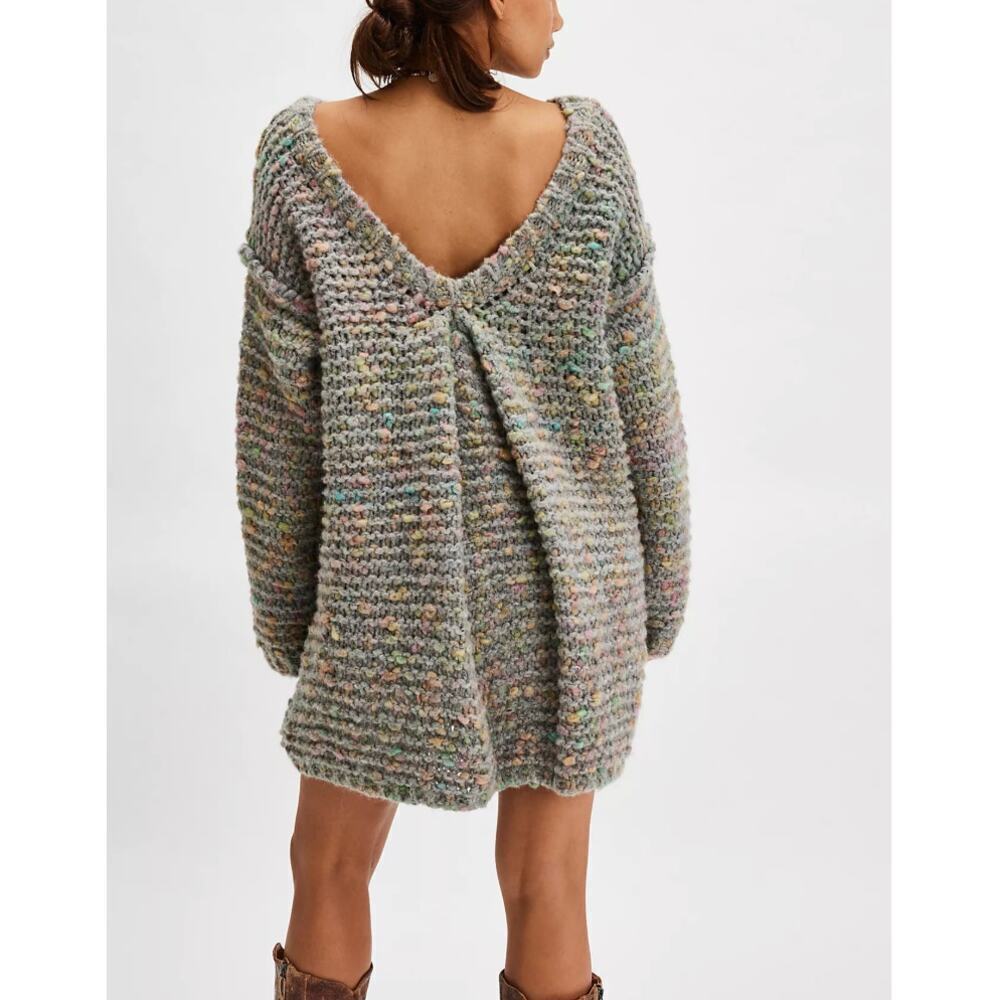 Free People Mia Pullover Sweater Chunky Knit Oversized Wool Blend MEDIUM Multi